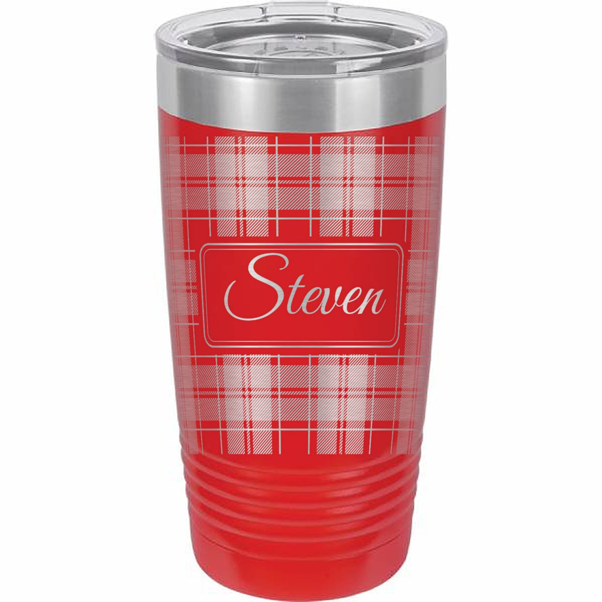 Tartan Plaid Name Engraved Tumbler – 20 oz mockup
