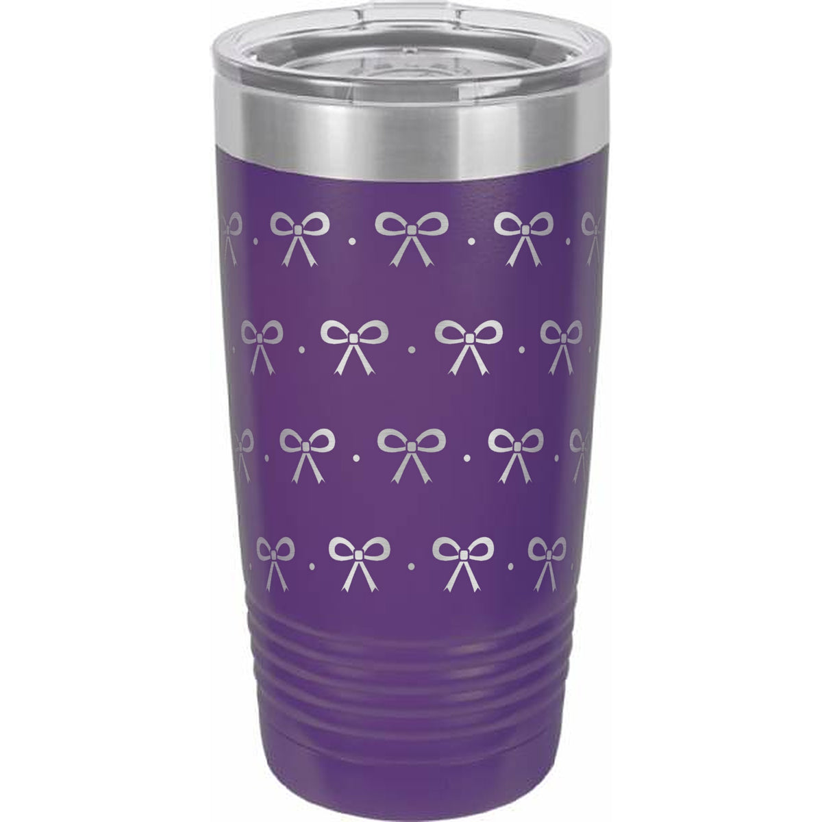 Bows & Dots Engraved Tumbler – 20 oz - Purple