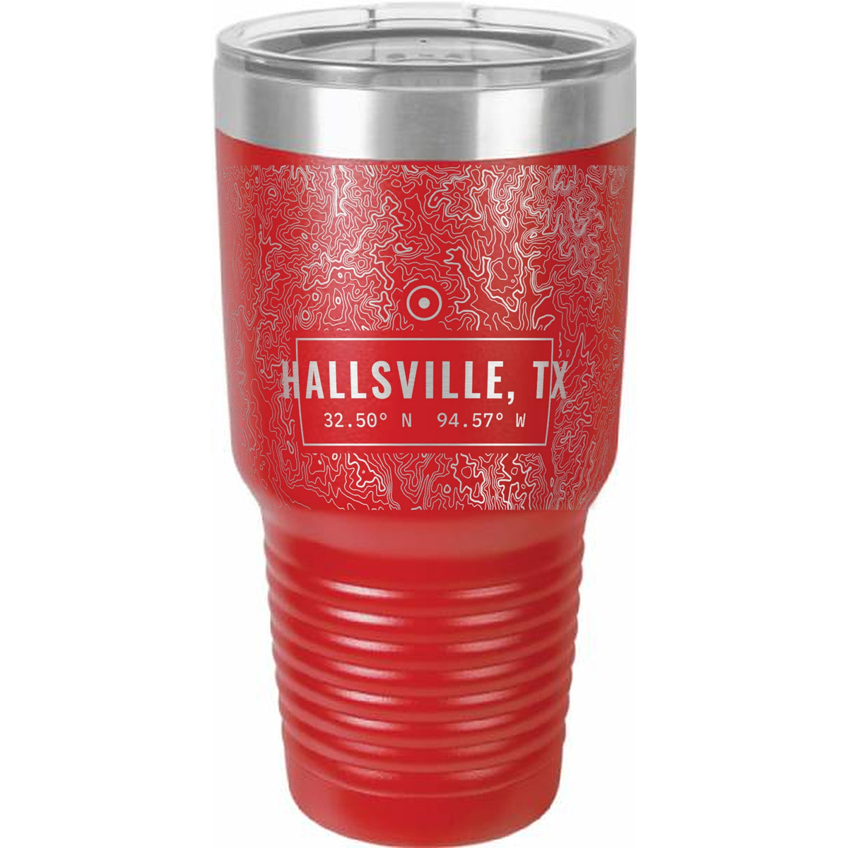 Hallsville Topo Map Coordinates Engraved Tumbler – 30 oz - Red