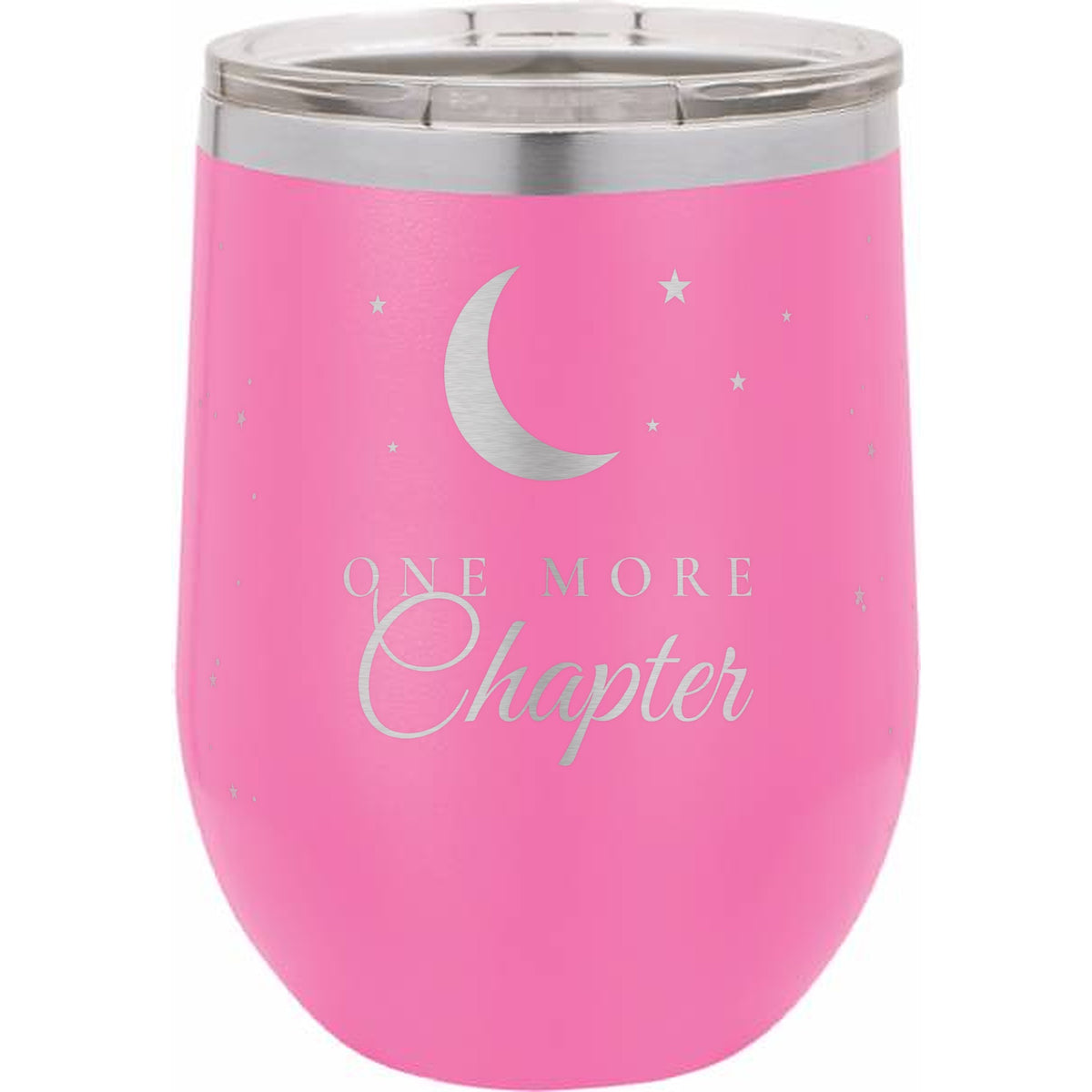 One More Chapter Engraved Stemless Wine Tumbler – 12 oz - Pink