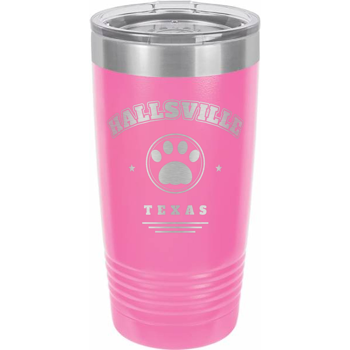 Retro Hallsville Paw Engraved Tumbler – 20 oz - Pink