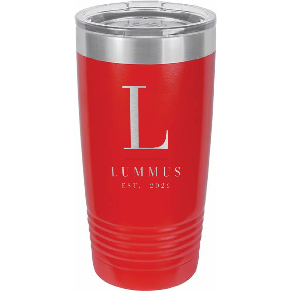 Stacked Monogram Engraved Tumbler – 20 oz - Red