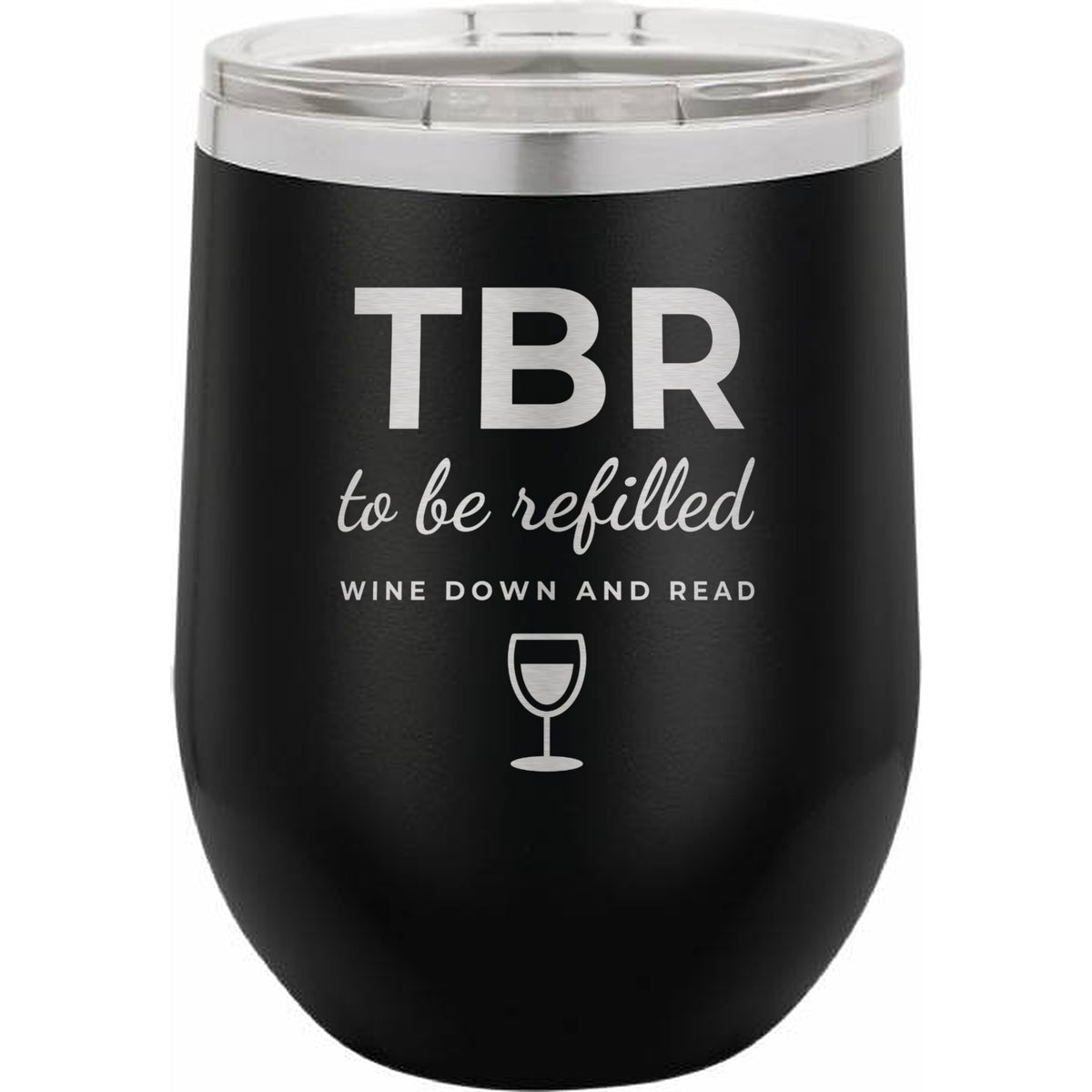 Night In Box – Wine Down & Read Holiday Gift Box with Engraved Wine Tumbler, Bookmark & Coaster - Black