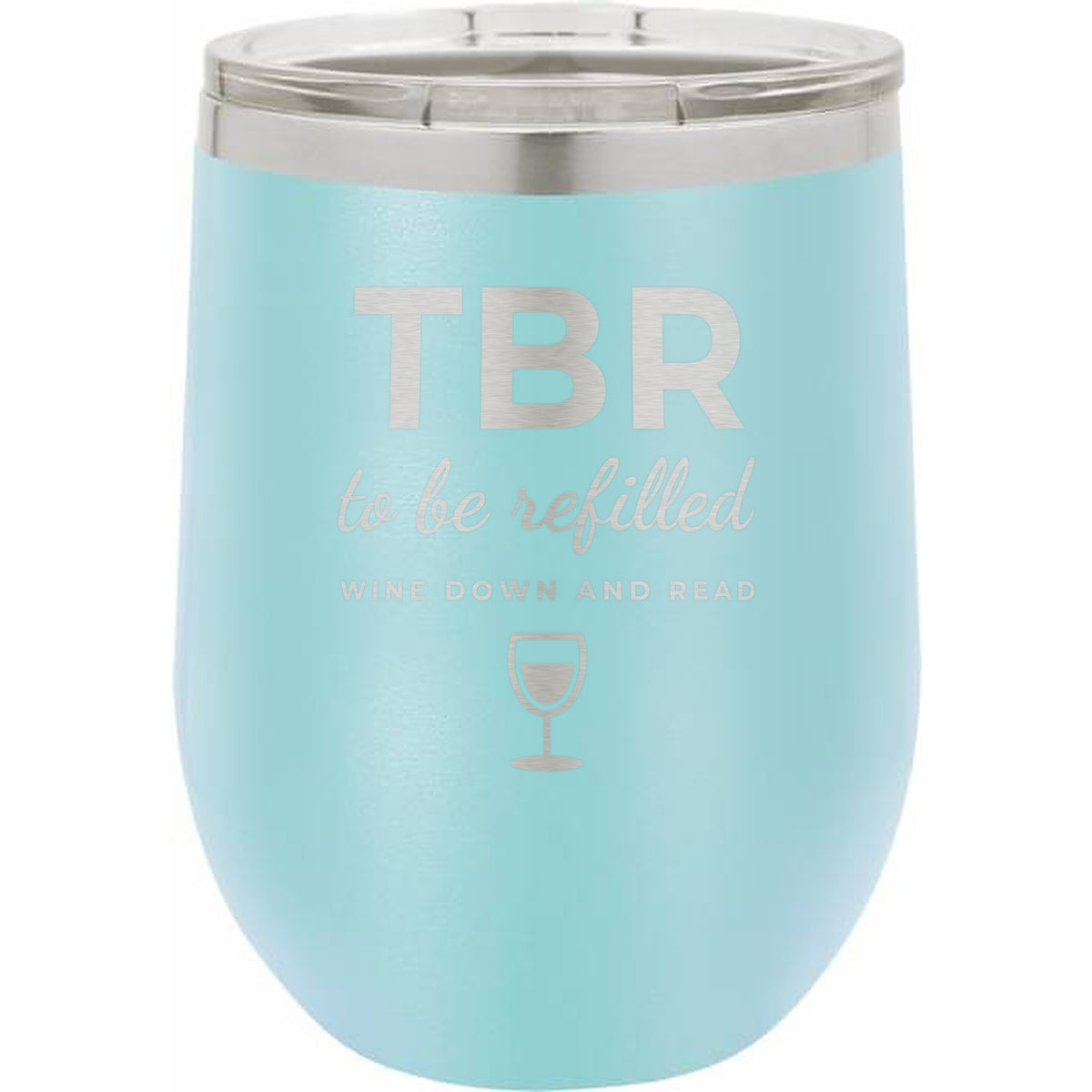 Night In Box – Wine Down & Read Holiday Gift Box with Engraved Wine Tumbler, Bookmark & Coaster - Light Blue