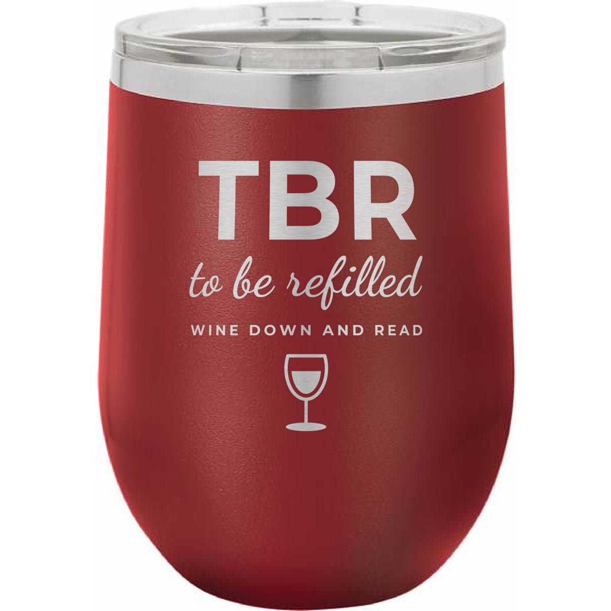 Night In Box – Wine Down & Read Holiday Gift Box with Engraved Wine Tumbler, Bookmark & Coaster - Maroon