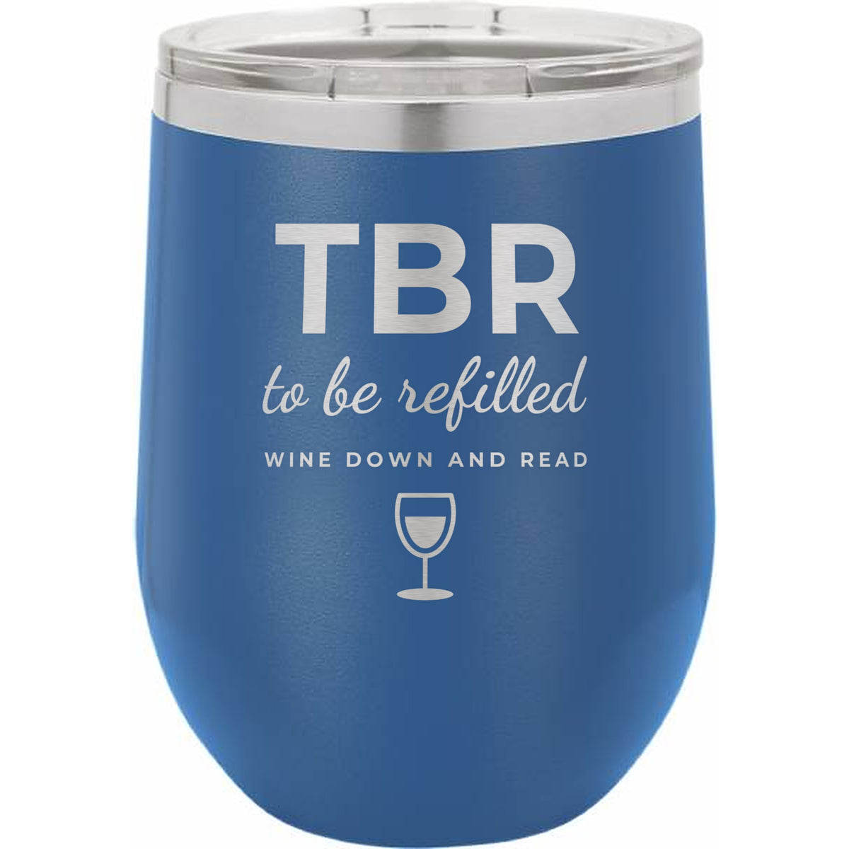 Night In Box – Wine Down & Read Holiday Gift Box with Engraved Wine Tumbler, Bookmark & Coaster - Royal Blue