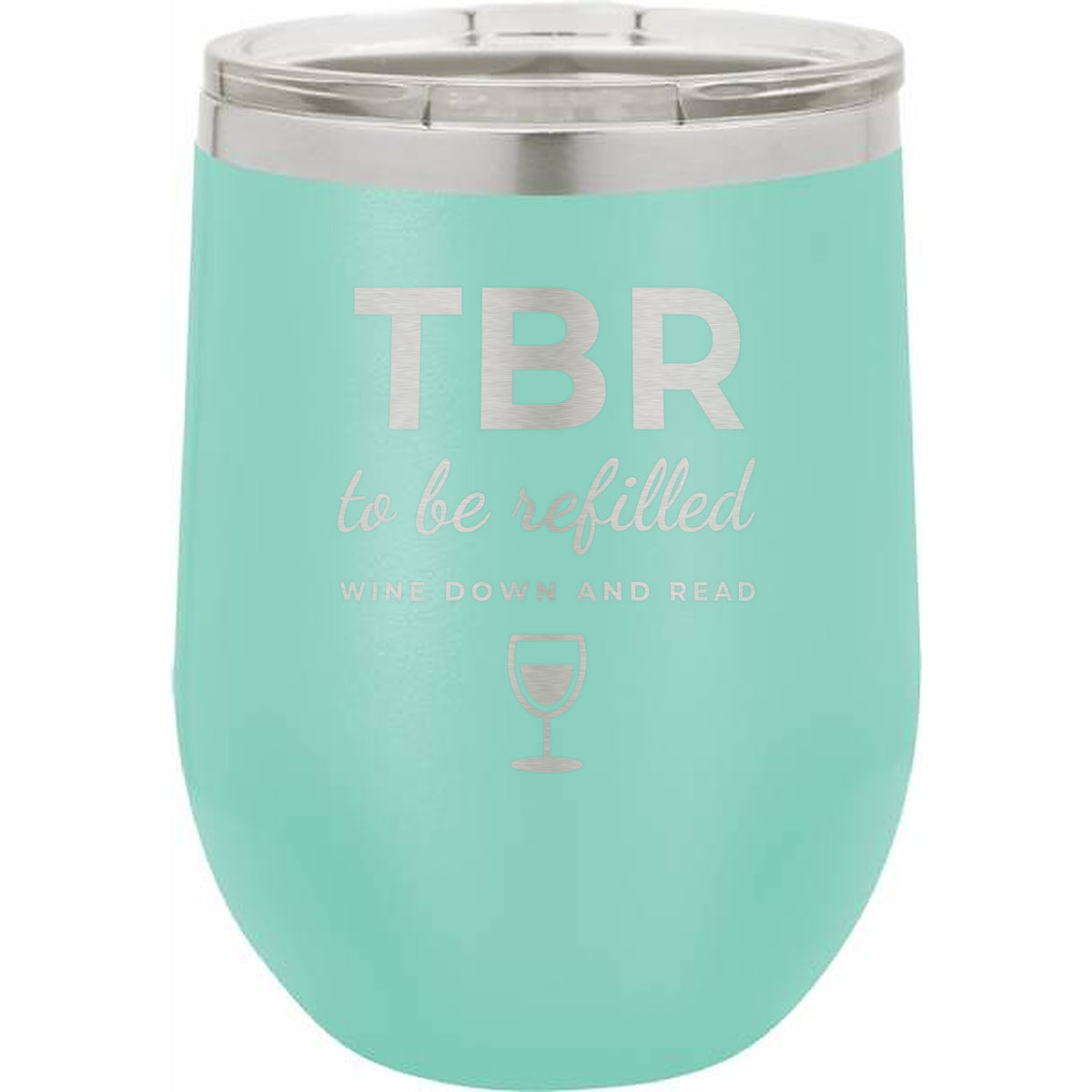 Night In Box – Wine Down & Read Holiday Gift Box with Engraved Wine Tumbler, Bookmark & Coaster - Teal
