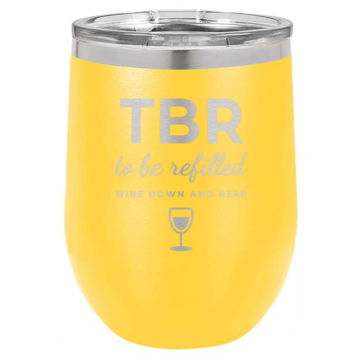 Night In Box – Wine Down & Read Holiday Gift Box with Engraved Wine Tumbler, Bookmark & Coaster - Yellow