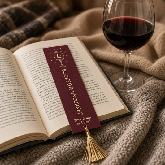 Booked & Uncorked Bookmark with Tassel – Wine Glass Moon Bookmark