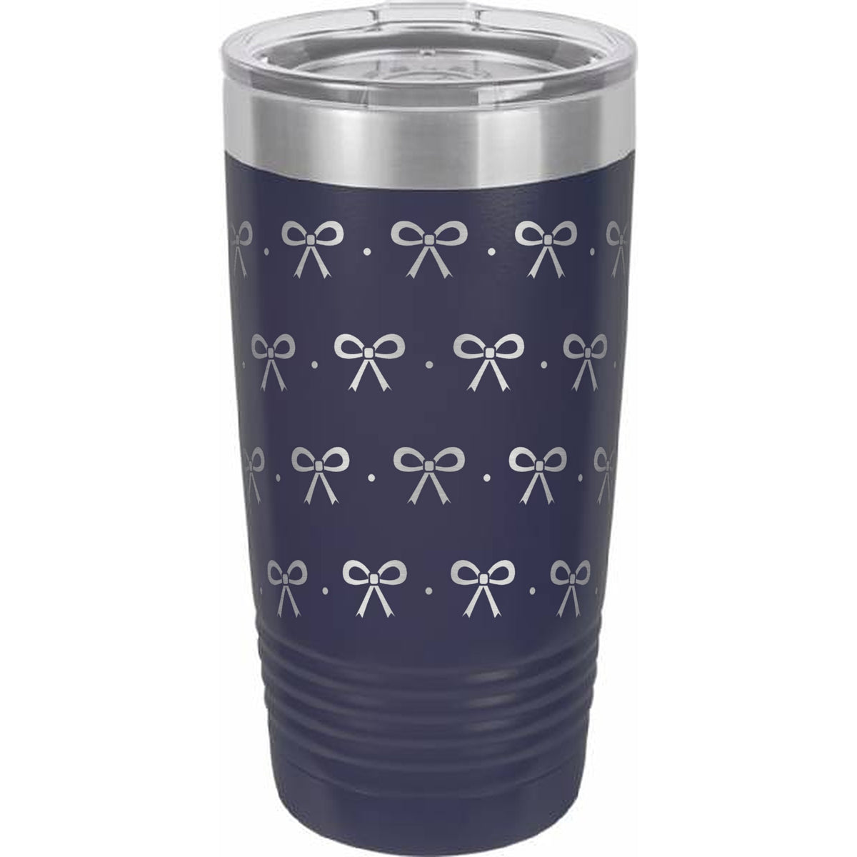 Bows & Dots Engraved Tumbler – 20 oz - Navy