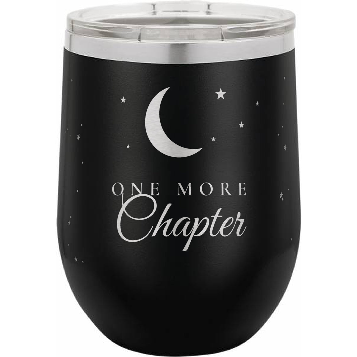 One More Chapter Engraved Stemless Wine Tumbler – 12 oz - Black