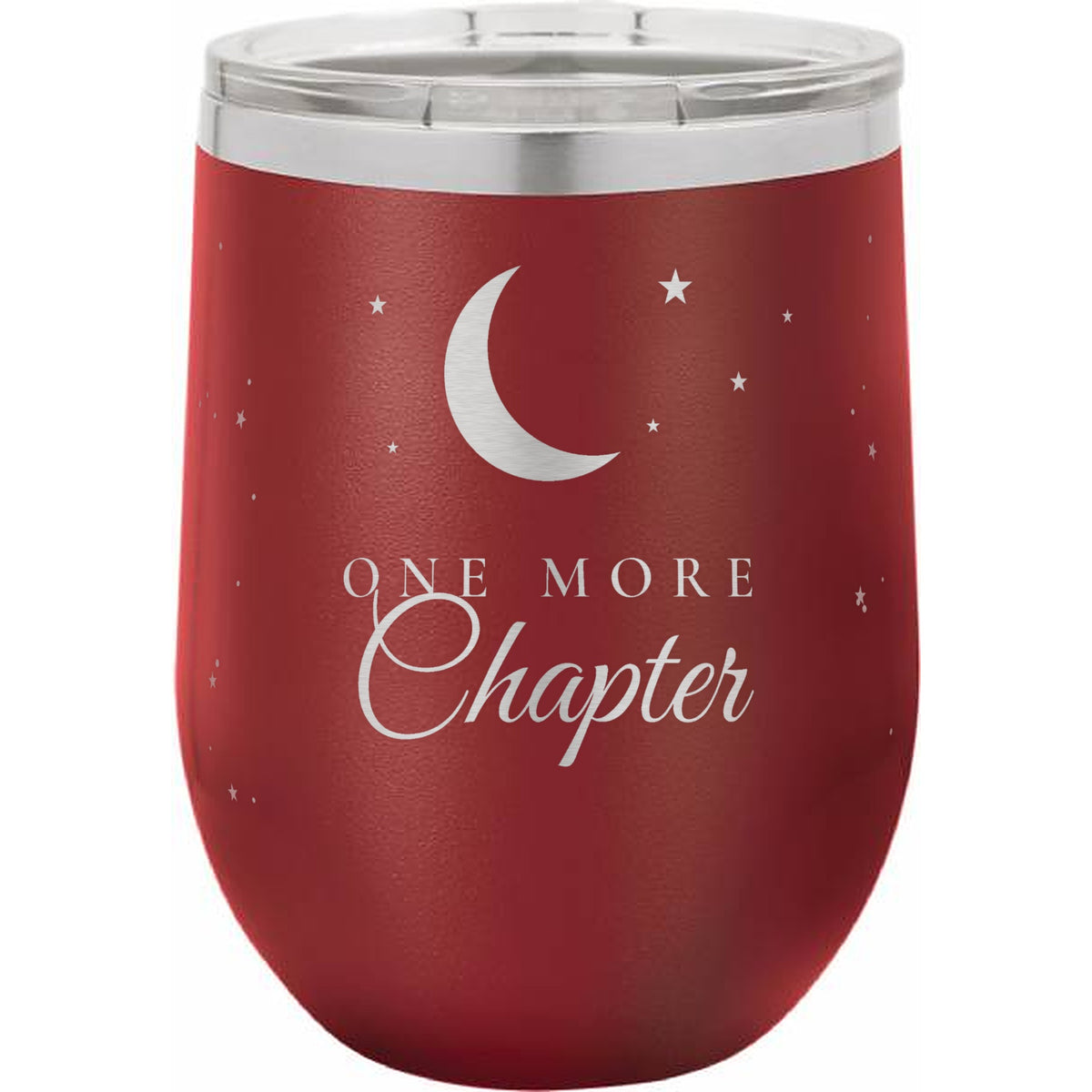 One More Chapter Engraved Stemless Wine Tumbler – 12 oz - Maroon