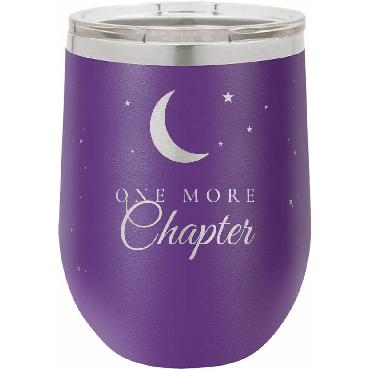 One More Chapter Engraved Stemless Wine Tumbler – 12 oz - Purple