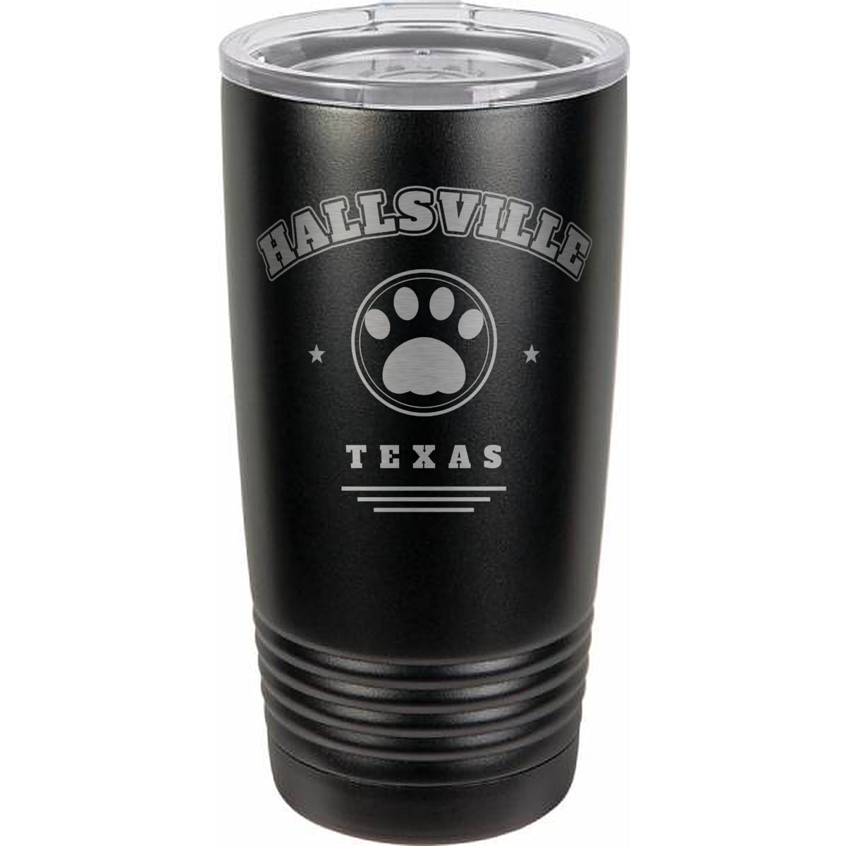 Retro Hallsville Paw Engraved Tumbler – 20 oz - Black