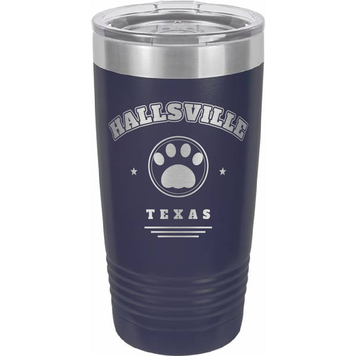 Retro Hallsville Paw Engraved Tumbler – 20 oz - Navy