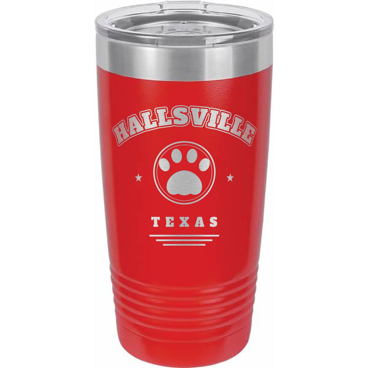 Retro Hallsville Paw Engraved Tumbler – 20 oz - Red