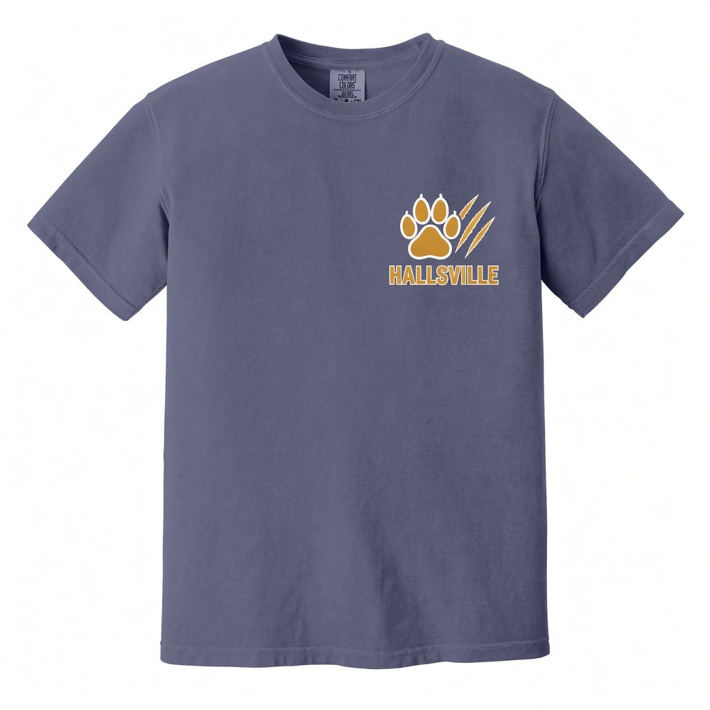 Hallsville Claw Mark Tee - Grape, printed on Comfort Colors 1717 Garment-Dyed Heavyweight Tee