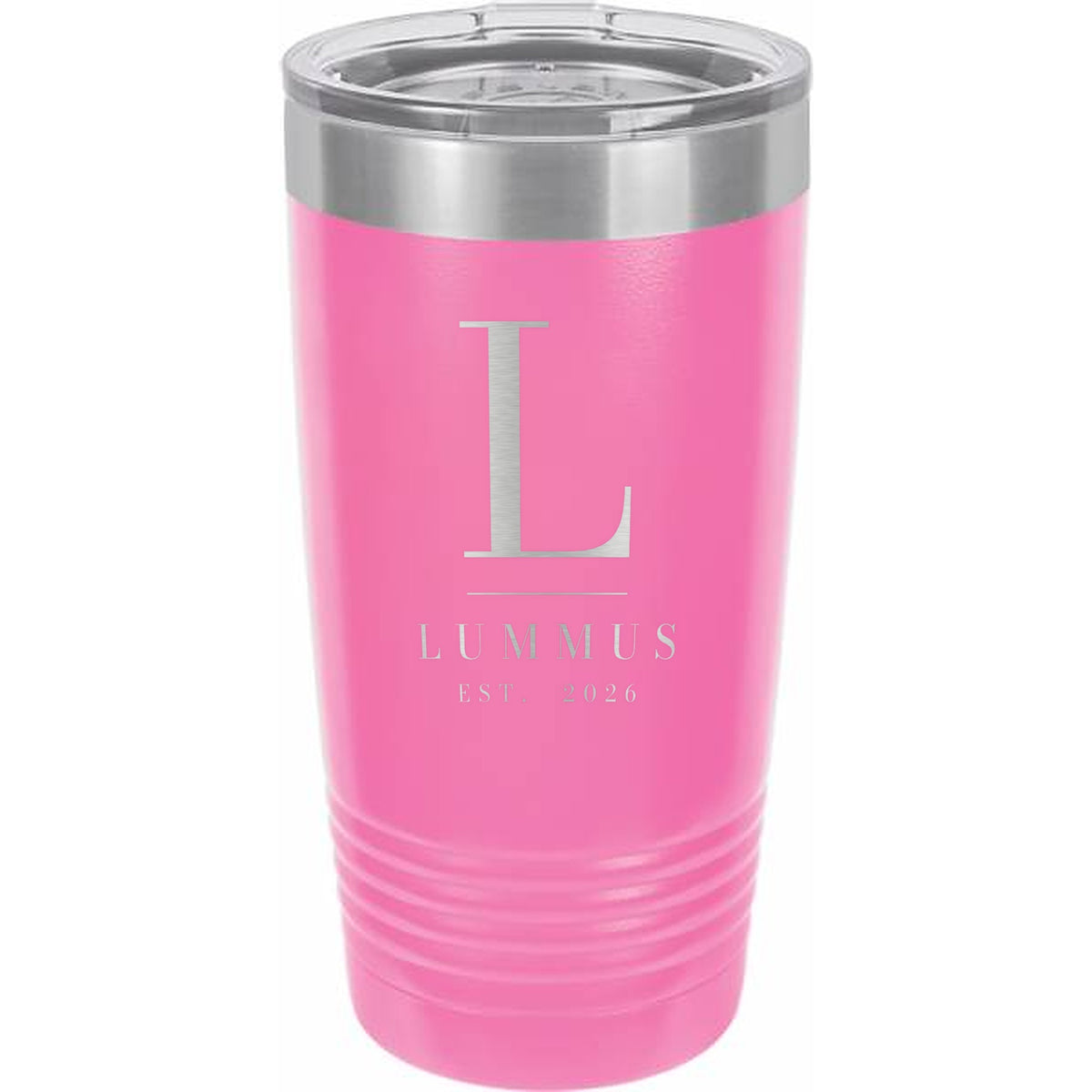 Stacked Monogram Engraved Tumbler – 20 oz - Pink