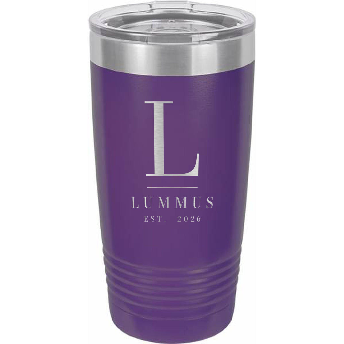 Stacked Monogram Engraved Tumbler – 20 oz - Purple
