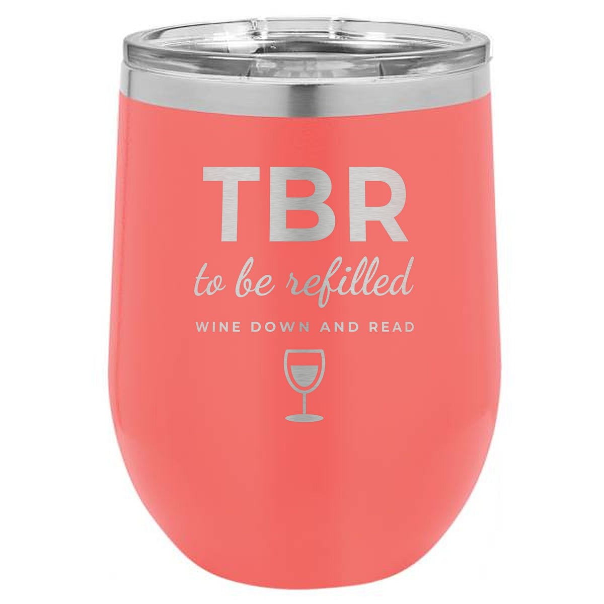 Night In Box – Wine Down & Read Holiday Gift Box with Engraved Wine Tumbler, Bookmark & Coaster - Coral