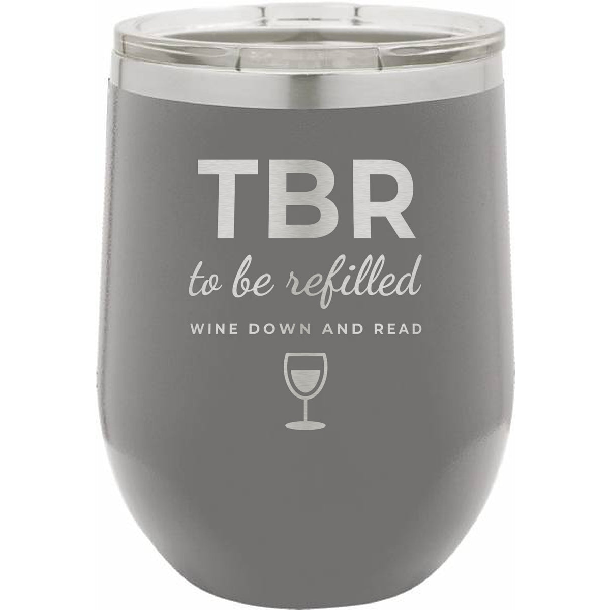 Night In Box – Wine Down & Read Holiday Gift Box with Engraved Wine Tumbler, Bookmark & Coaster - Dark Gray