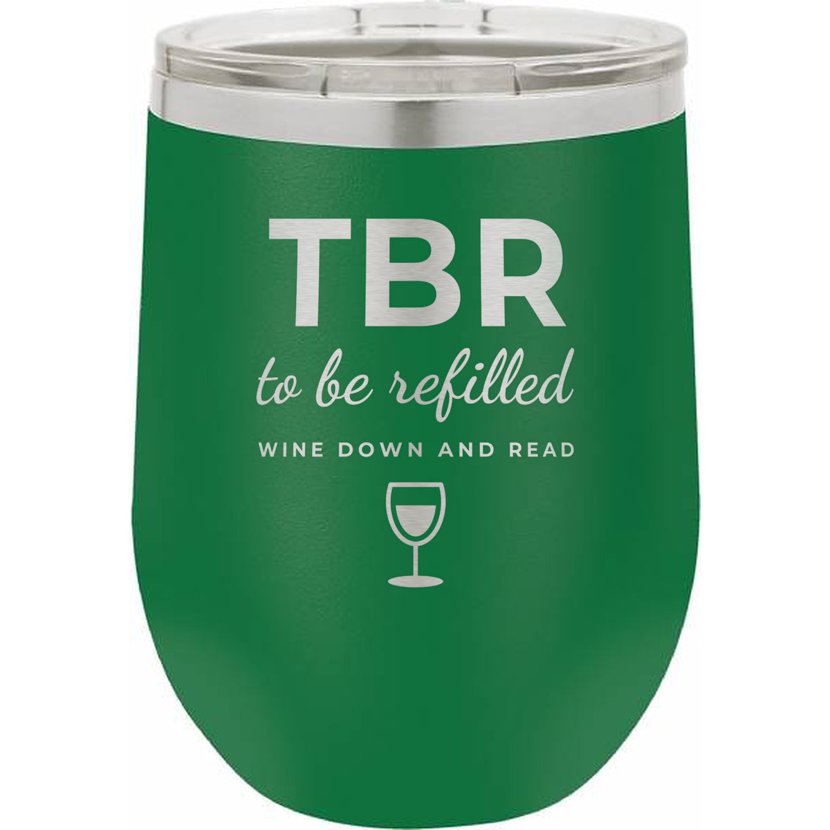 Night In Box – Wine Down & Read Holiday Gift Box with Engraved Wine Tumbler, Bookmark & Coaster - Green