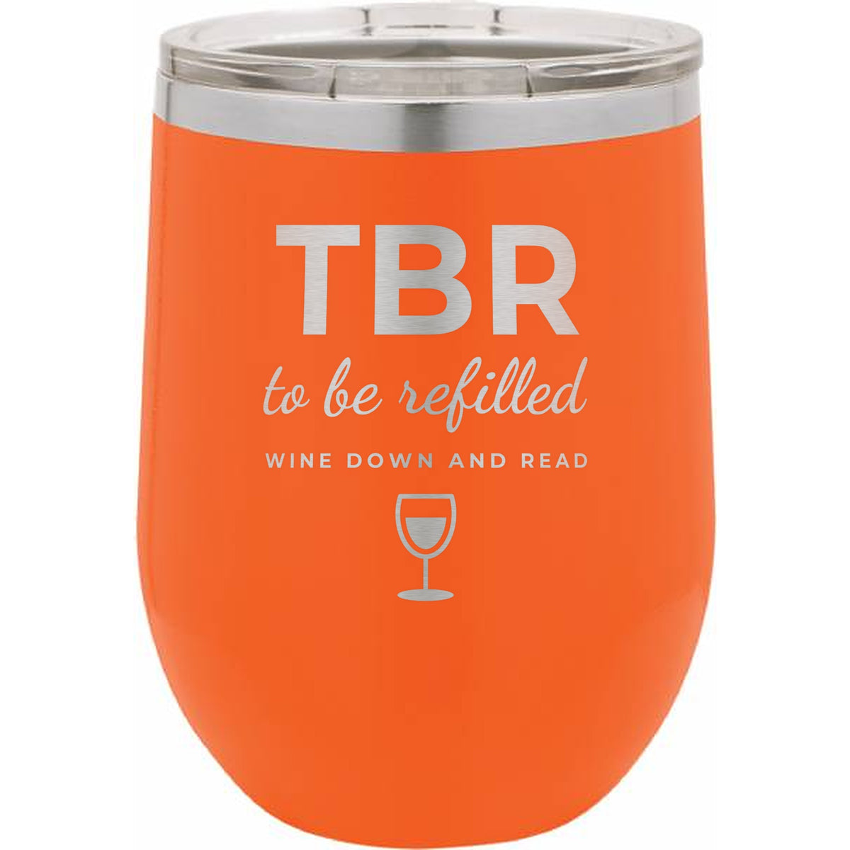 Night In Box – Wine Down & Read Holiday Gift Box with Engraved Wine Tumbler, Bookmark & Coaster - Orange