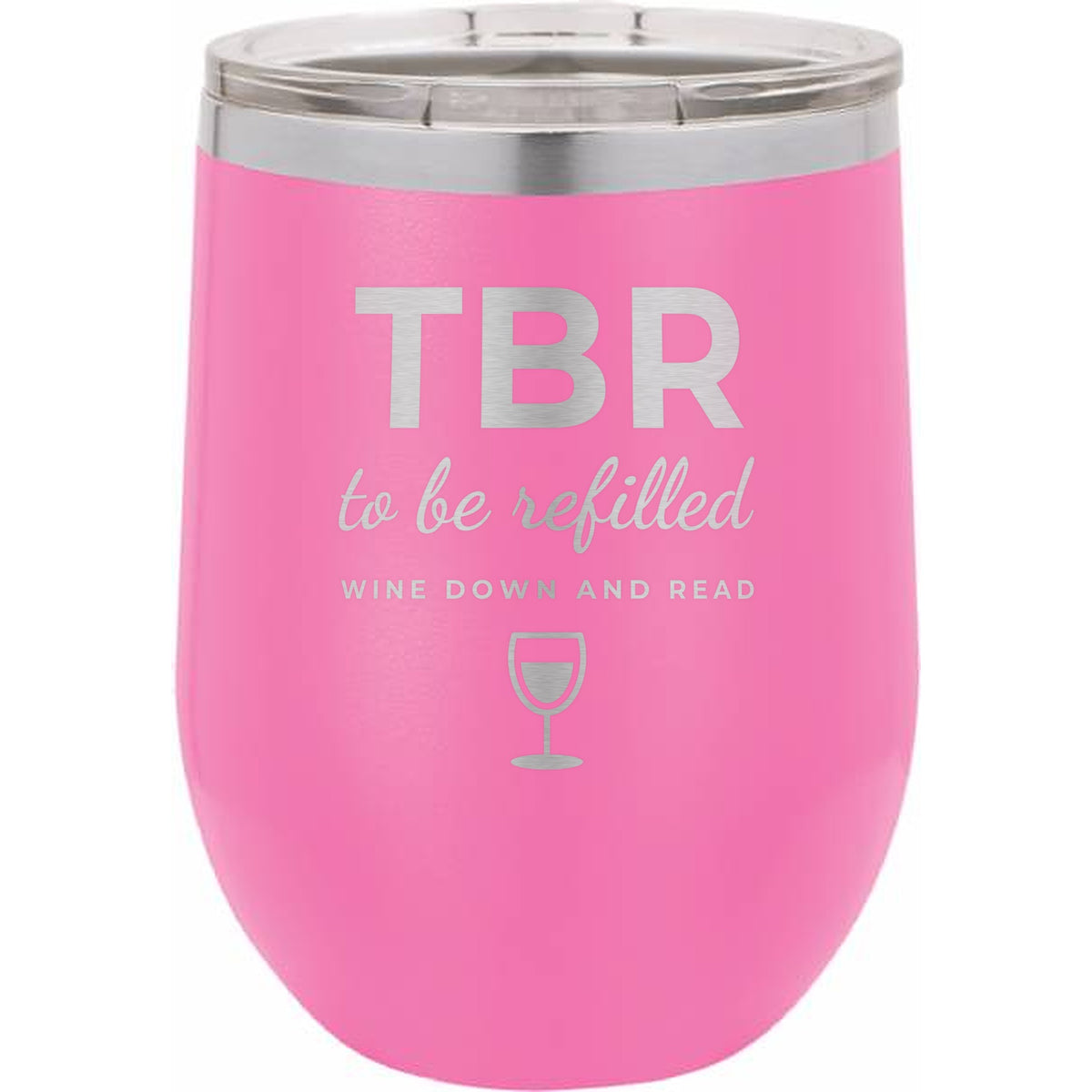 Night In Box – Wine Down & Read Holiday Gift Box with Engraved Wine Tumbler, Bookmark & Coaster - Pink