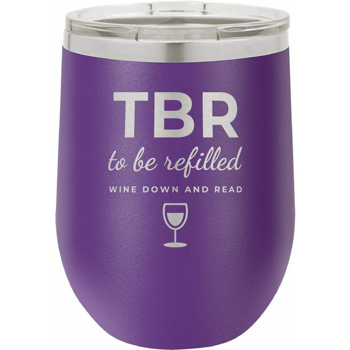 Night In Box – Wine Down & Read Holiday Gift Box with Engraved Wine Tumbler, Bookmark & Coaster - Purple