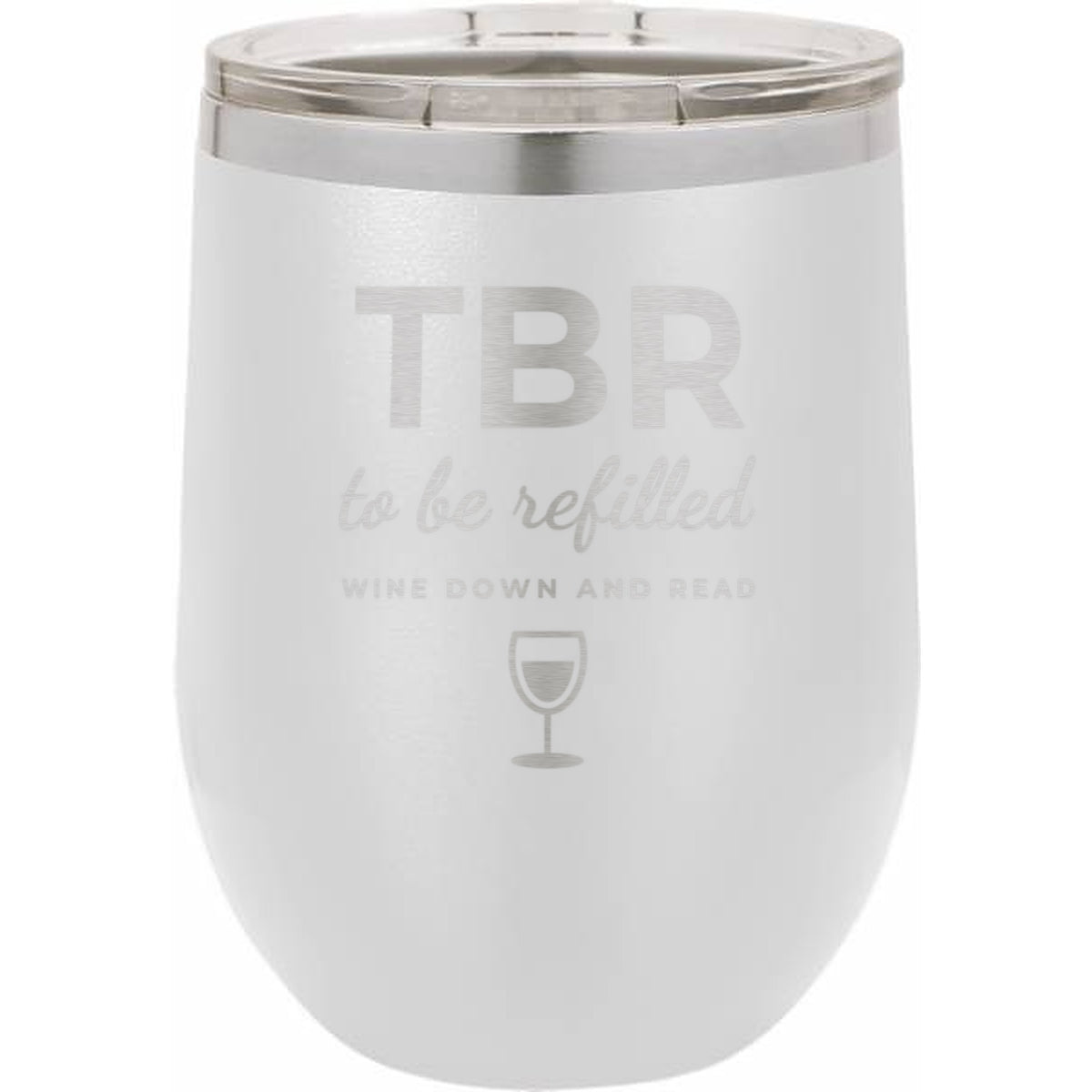 Night In Box – Wine Down & Read Holiday Gift Box with Engraved Wine Tumbler, Bookmark & Coaster - White